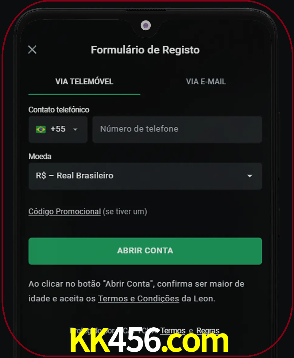 Abra o aplicativo e inicie o processo de registro.